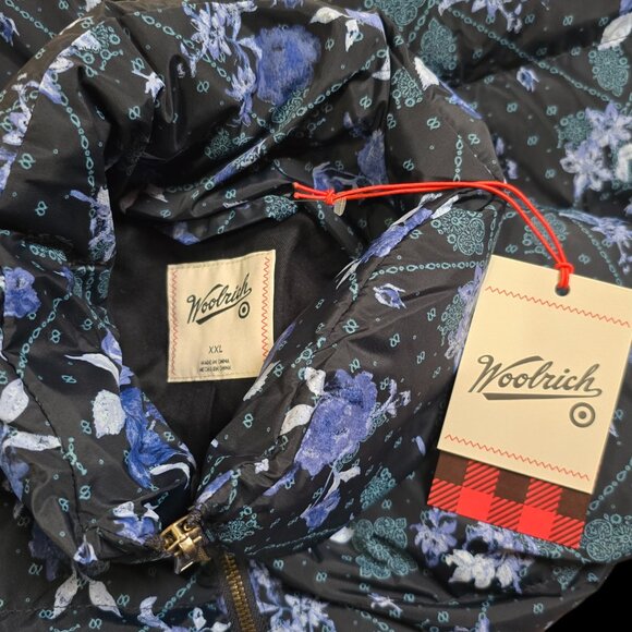 Woolrich Women's Plus Size XXL Blue Floral Puffer Jacket - Picture 3 of 6